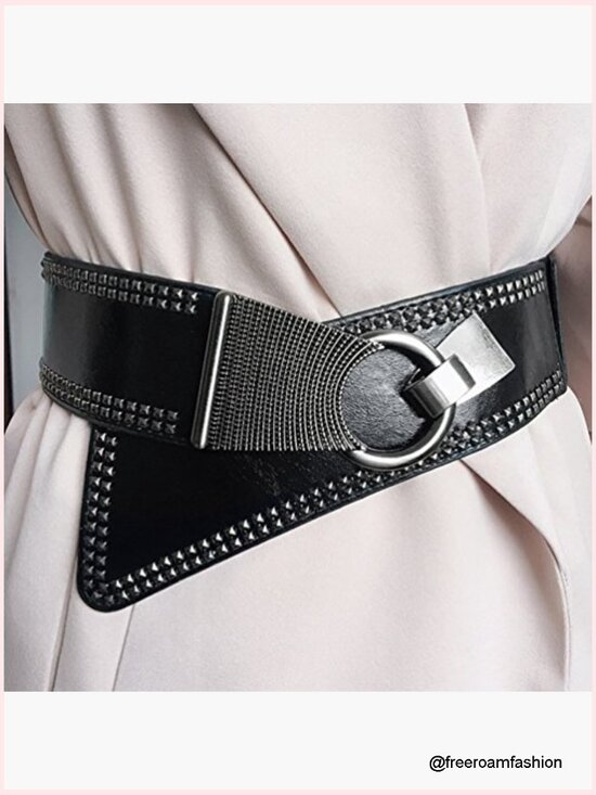 Elastic Wide Punk Chunky Waistband Studded Belt for Dresses main image 6